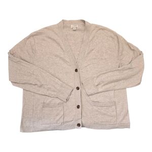 J.Crew Cashmere Blend Cardigan Sweater Gray Button Front XL Women’s Pockets
